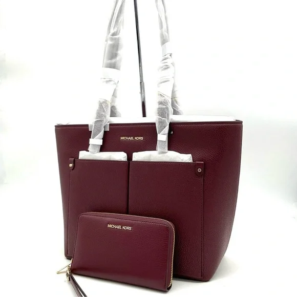 Michael Kors Jet Set Medium Pocket Tote Bag & Large Flat Mf Phone Case Wallet